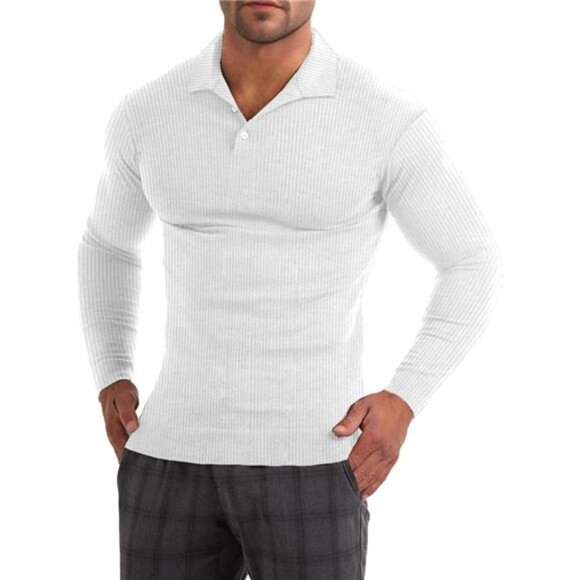 Other - Men's Slim Fit Muscle Polo Shirts White